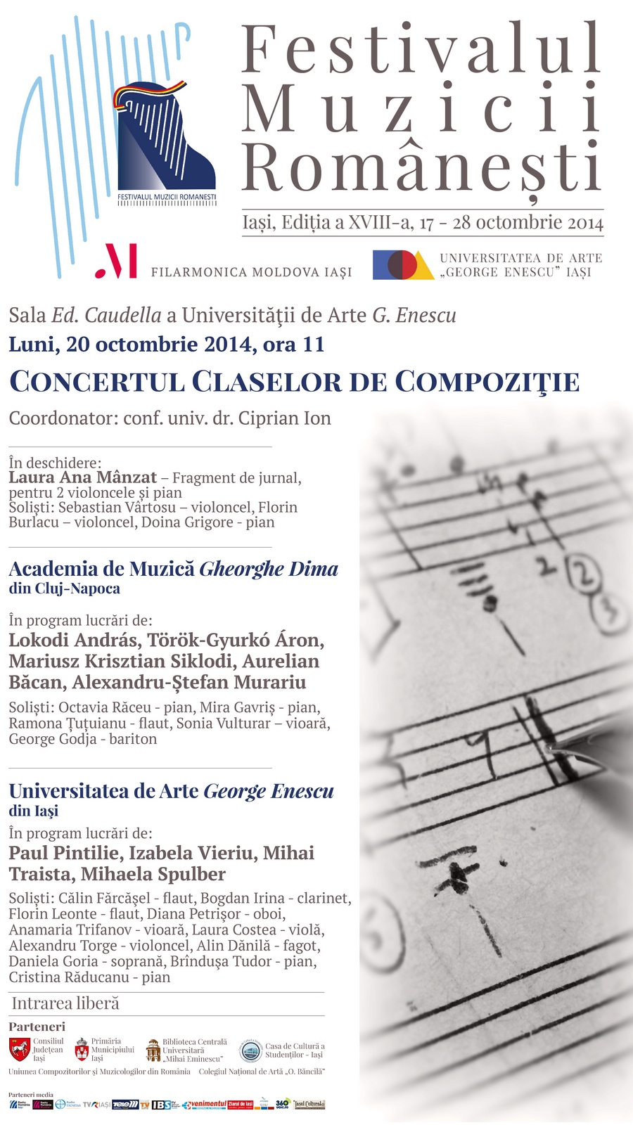 Concertul claselor de compoziție @ Sala Ed. Caudella a Universităţii de Arte G. Enescu