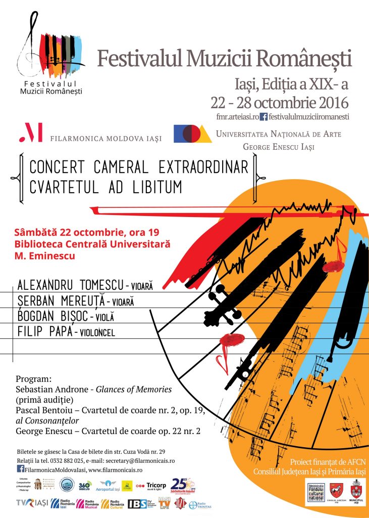 Concert cameral - Cvartetul Ad libitum @ Aula Bibliotecii Centrale Universitara „Mihai Eminescu”